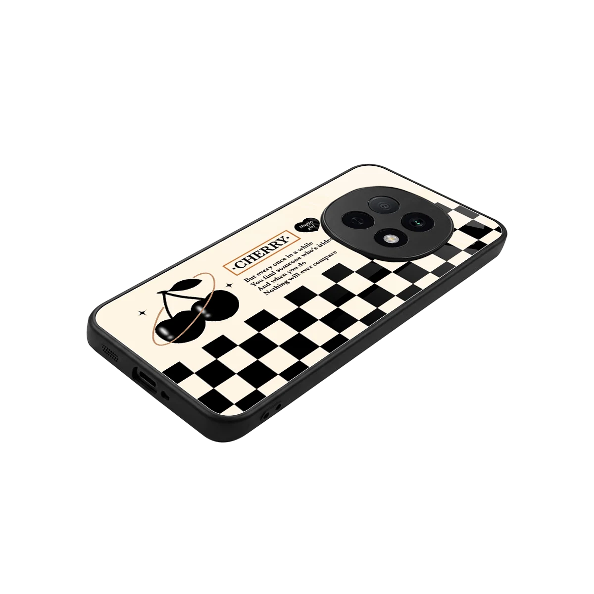 Cherry Checkered stylish phone case for oppo f29 pro 5g | glossy glass and slim fit