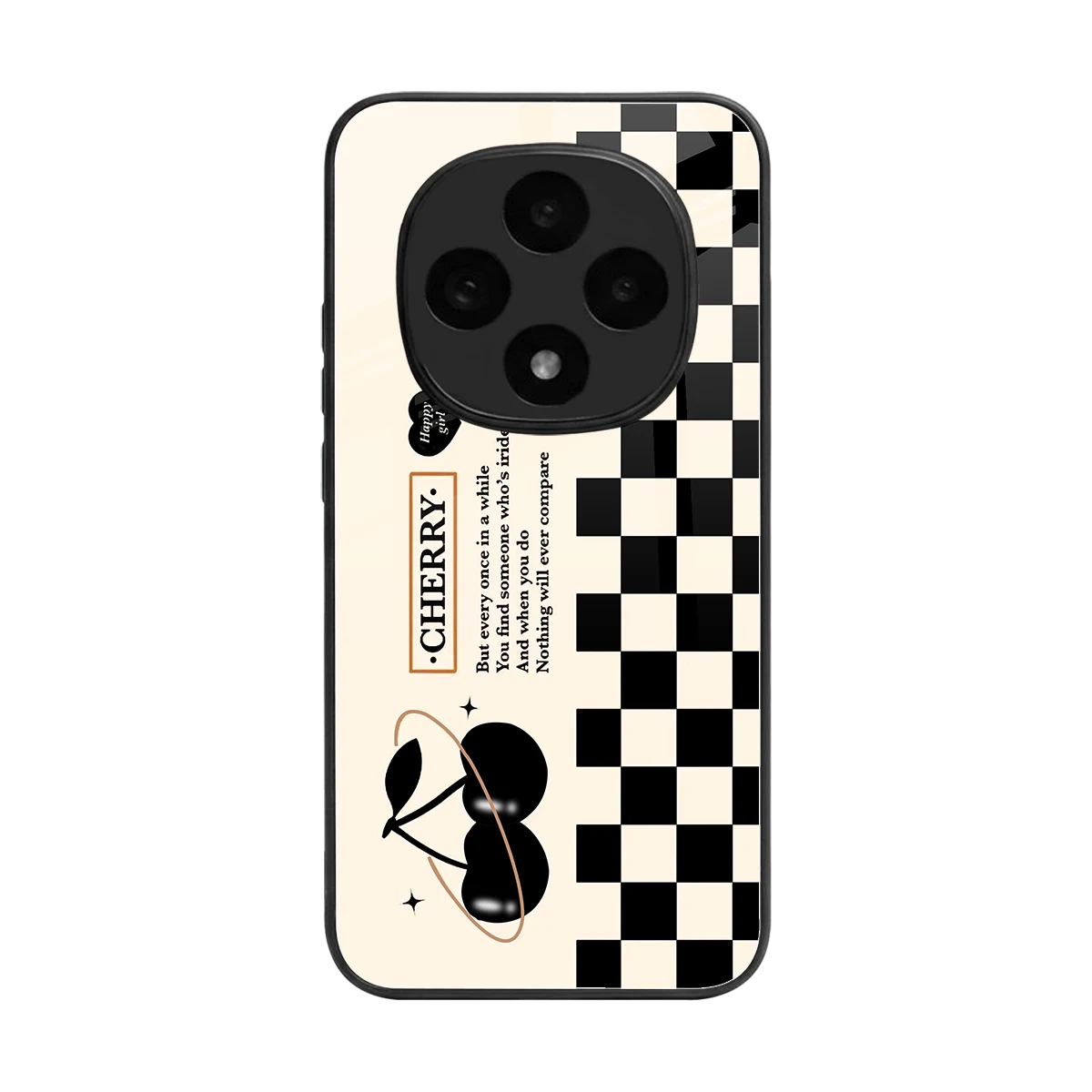 Cherry Checkered back phone cover | glass case for oppo f31 pro 5g