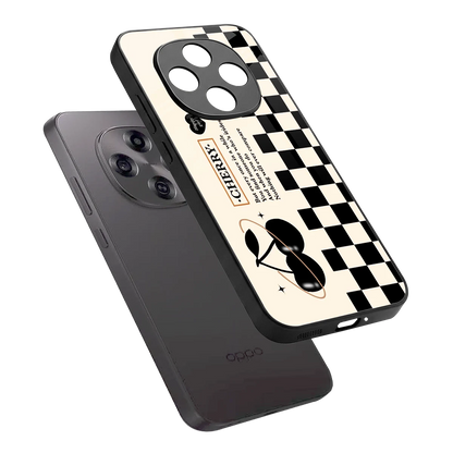 Cherry Checkered sleek oppo f31 pro 5g cover with tempered glass back and TPU edges