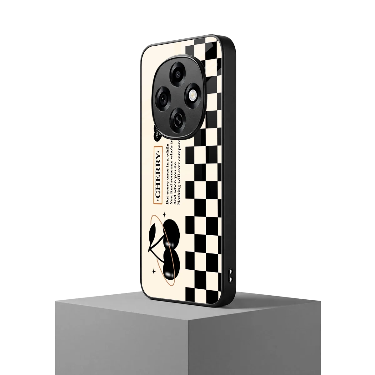 Cherry Checkered oppo f31 pro 5g mobile cover | shockproof glass phone case