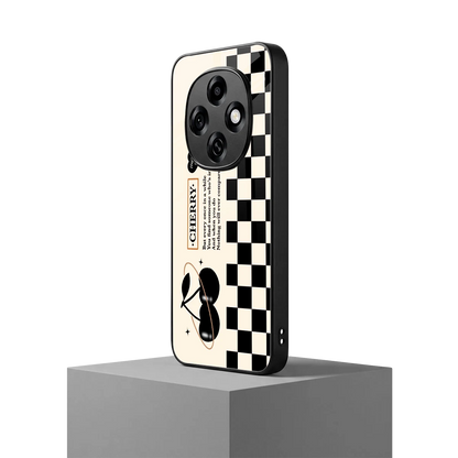 Cherry Checkered oppo f31 pro 5g mobile cover | shockproof glass phone case