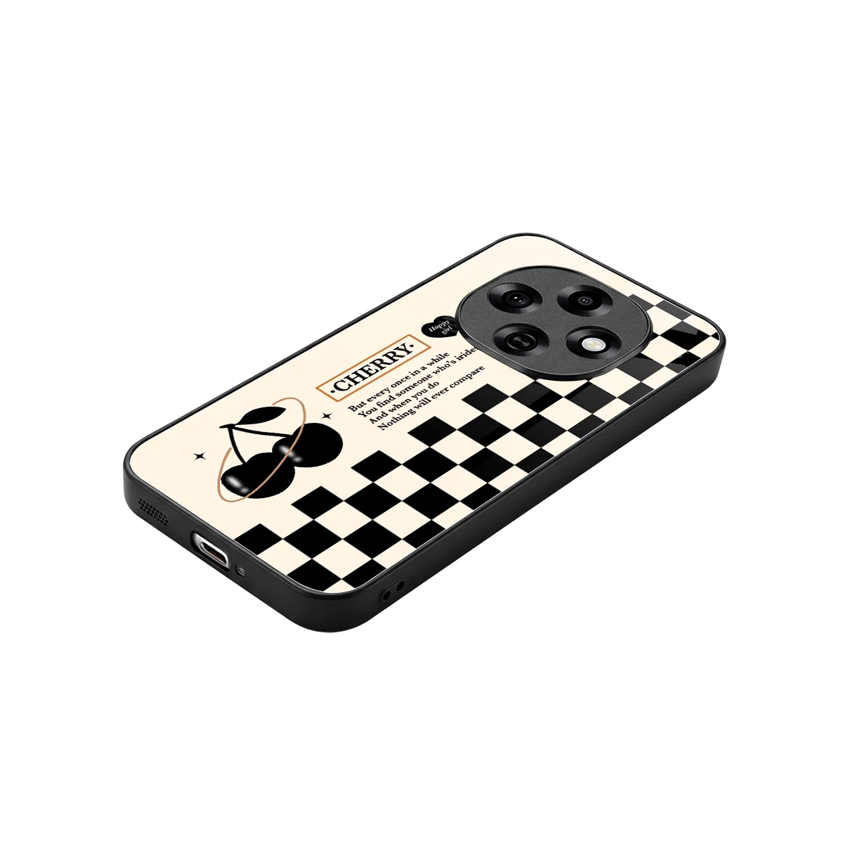 Cherry Checkered stylish phone case for oppo f31 pro 5g | glossy glass and slim fit