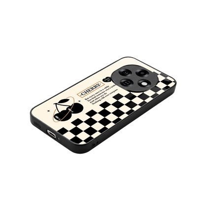 Cherry Checkered stylish phone case for oppo f31 pro 5g | glossy glass and slim fit