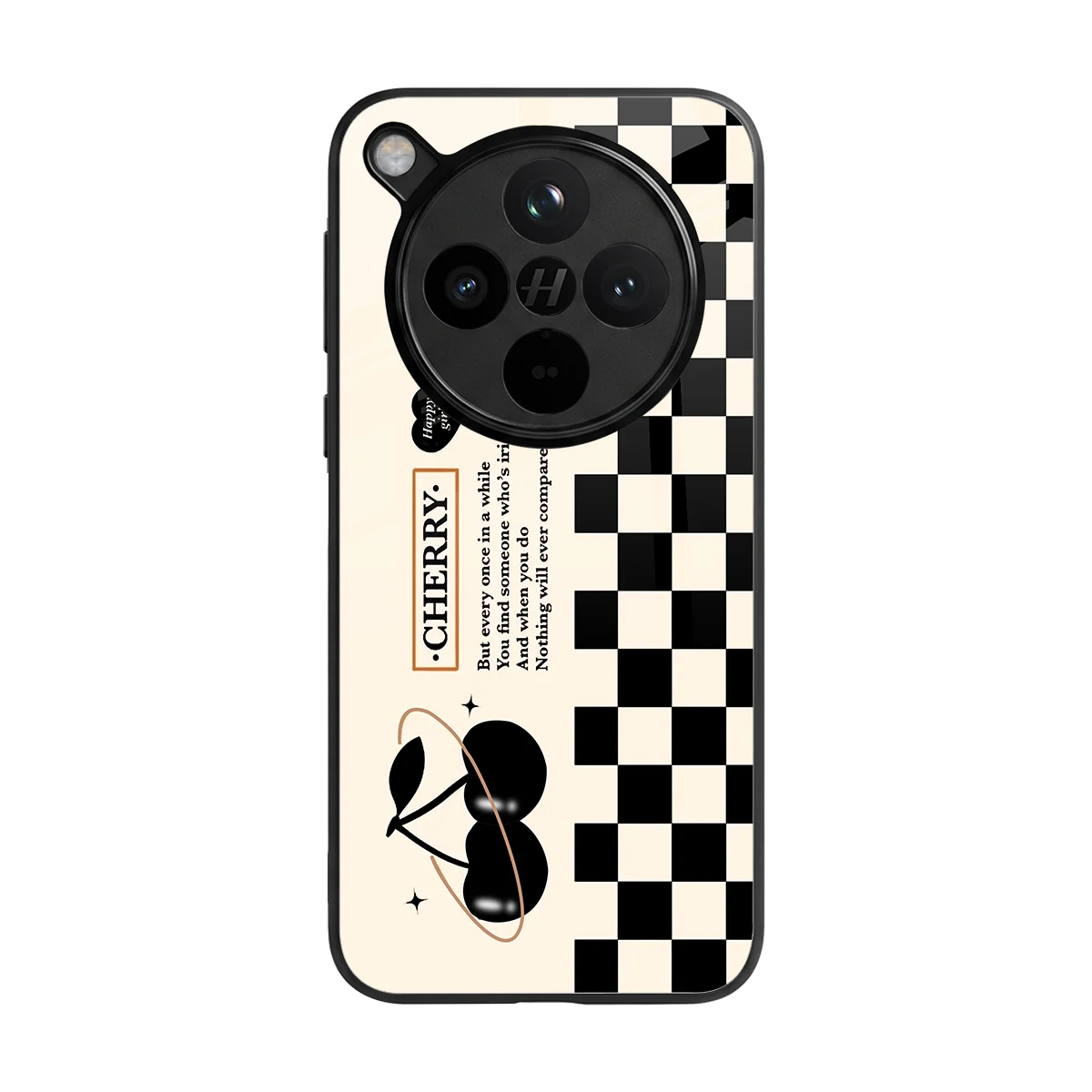 Cherry Checkered back phone cover | glass case for oppo find x8