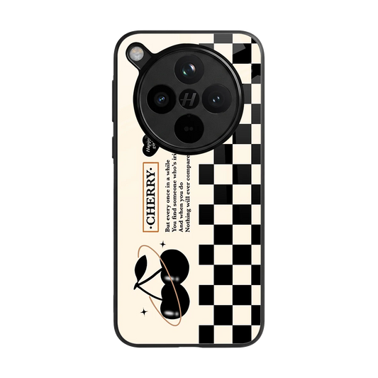 Cherry Checkered back phone cover | glass case for oppo find x8