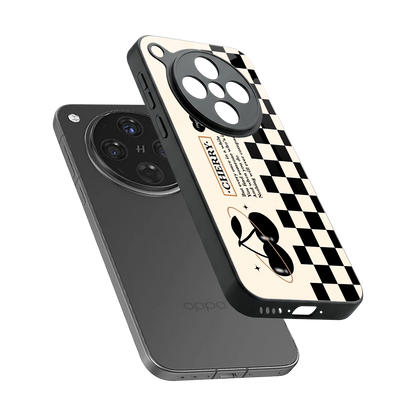 Cherry Checkered sleek oppo find x8 cover with tempered glass back and TPU edges
