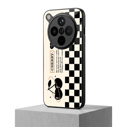 Cherry Checkered oppo find x8 mobile cover | shockproof glass phone case