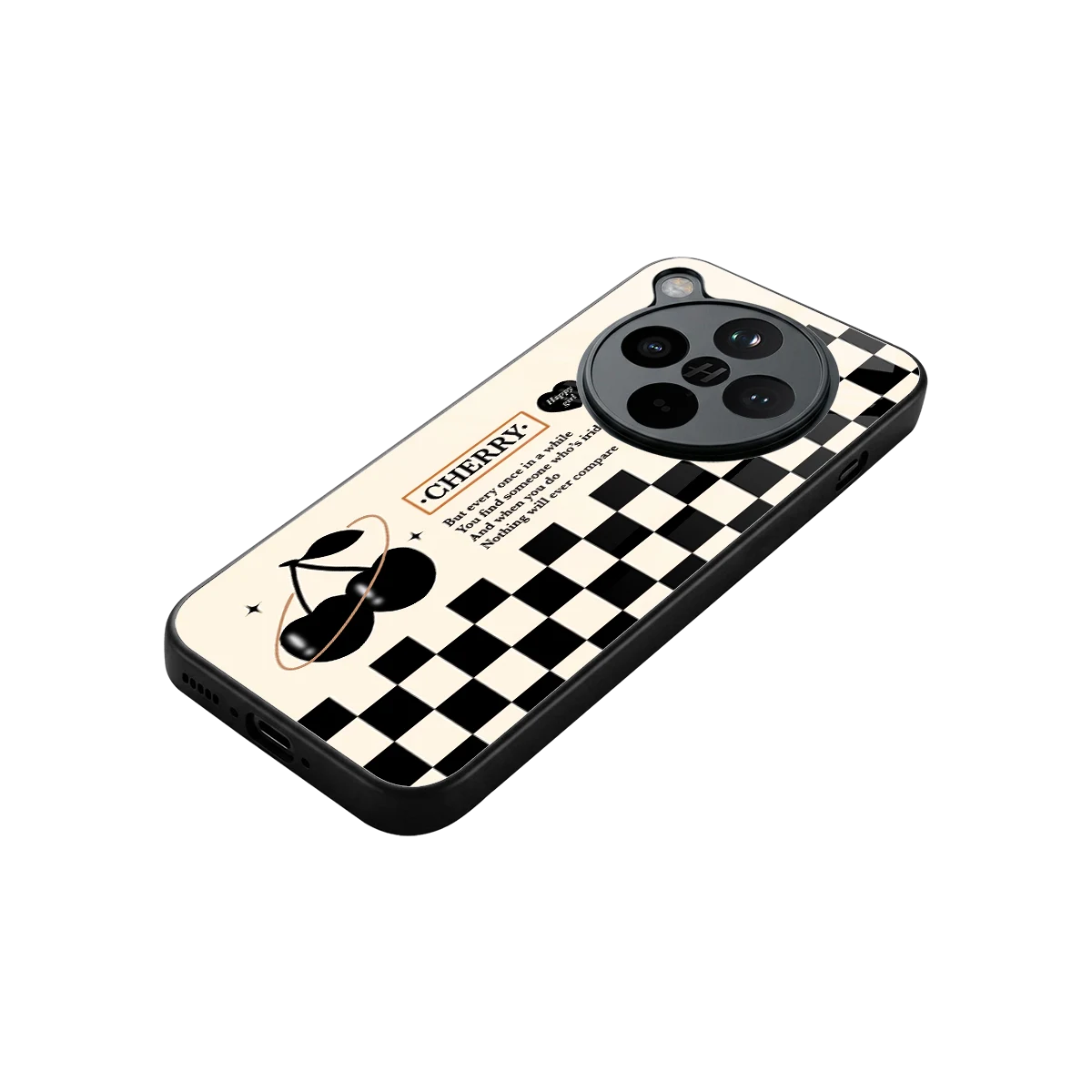 Cherry Checkered stylish phone case for oppo find x8 | glossy glass and slim fit