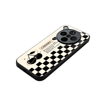 Cherry Checkered stylish phone case for oppo find x8 | glossy glass and slim fit