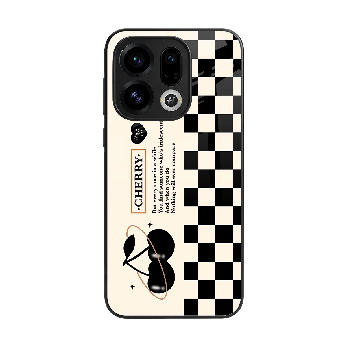 Cherry Checkered back phone cover | glass case for oppo find x9