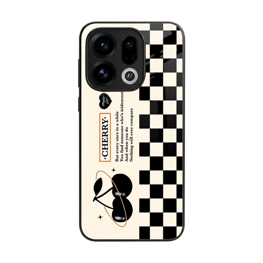 Cherry Checkered back phone cover | glass case for oppo find x9