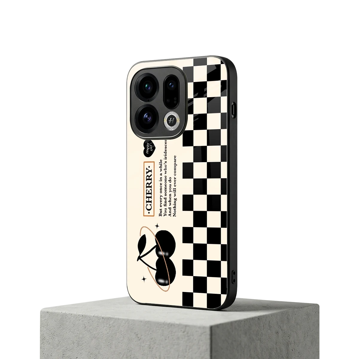 Cherry Checkered oppo find x9 mobile cover | shockproof glass phone case