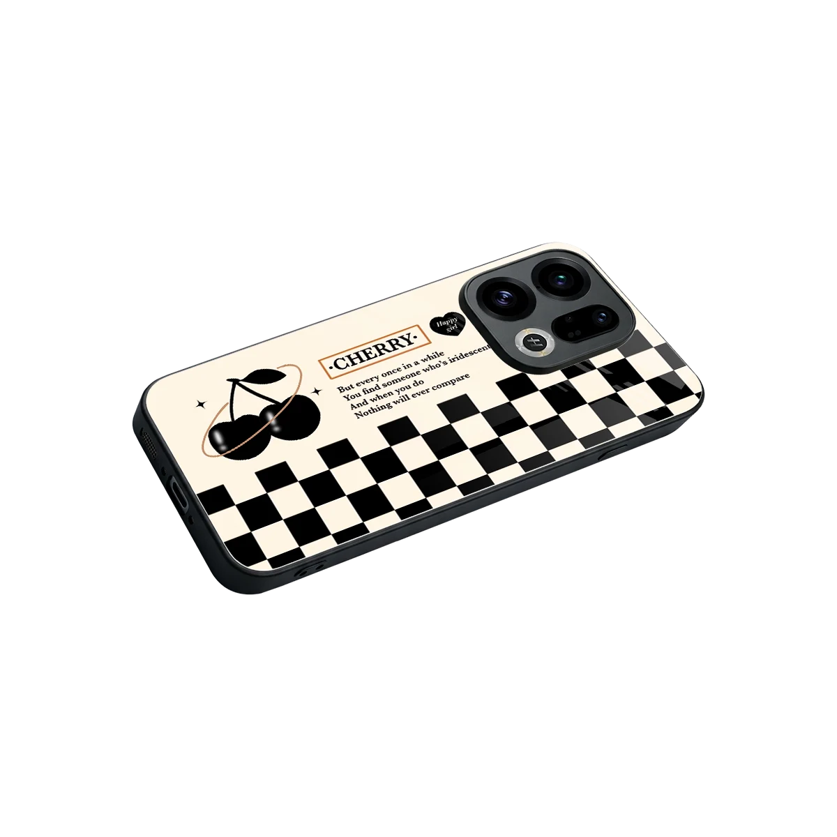 Cherry Checkered stylish phone case for oppo find x9 | glossy glass and slim fit