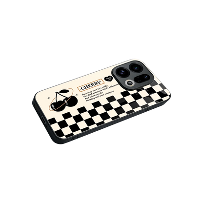 Cherry Checkered stylish phone case for oppo find x9 | glossy glass and slim fit