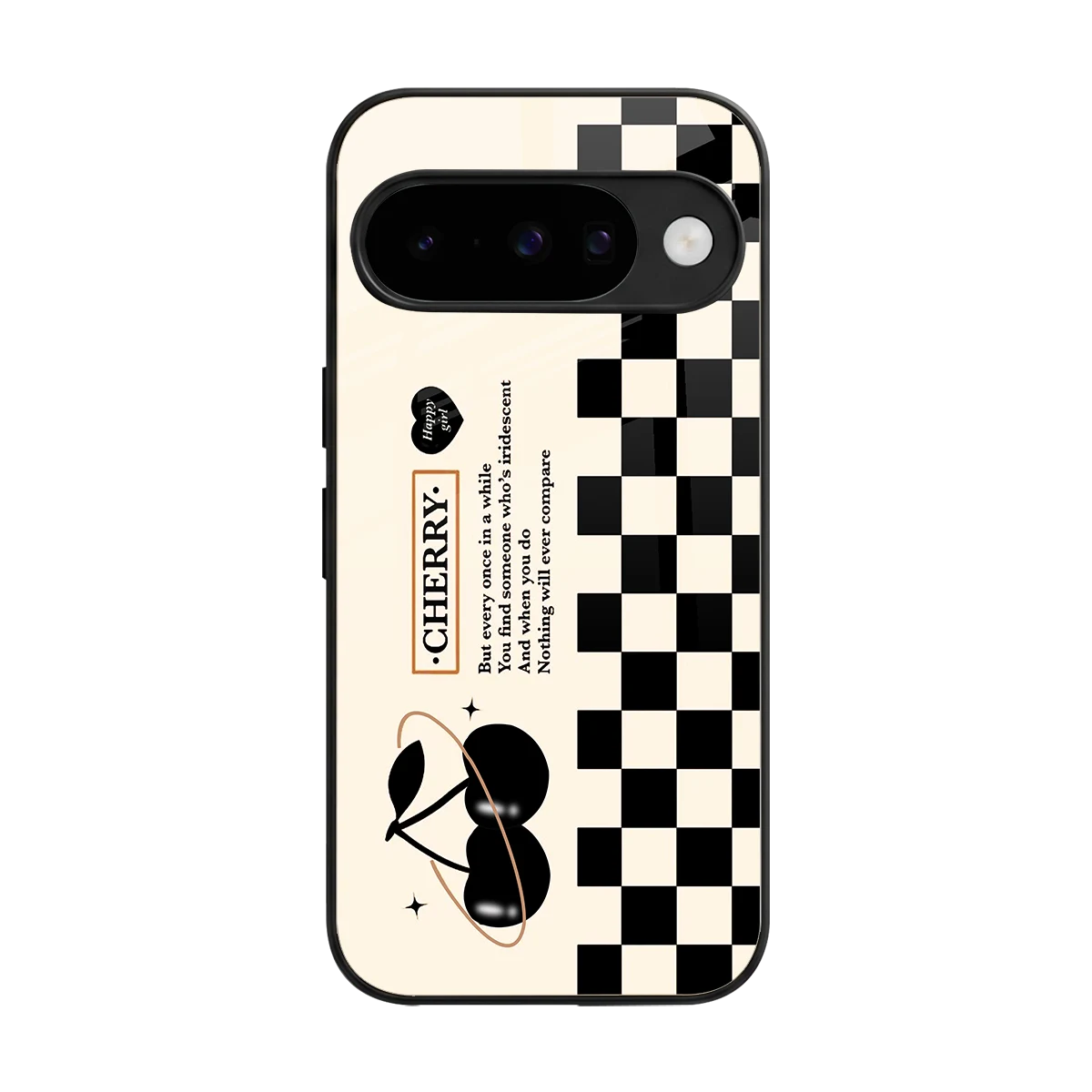 Cherry Checkered back phone cover | glass case for google pixel 10