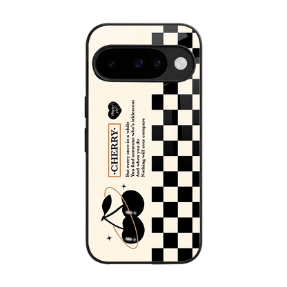 Cherry Checkered back phone cover | glass case for google pixel 10