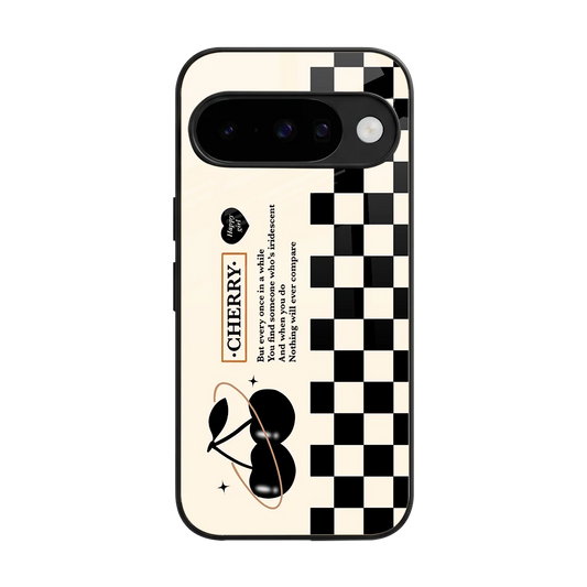Cherry Checkered back phone cover | glass case for google pixel 10
