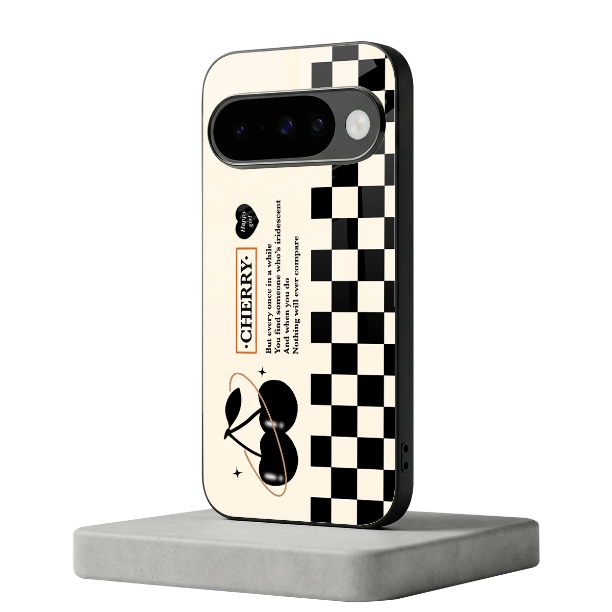 Cherry Checkered google pixel 10 mobile cover | shockproof glass phone case