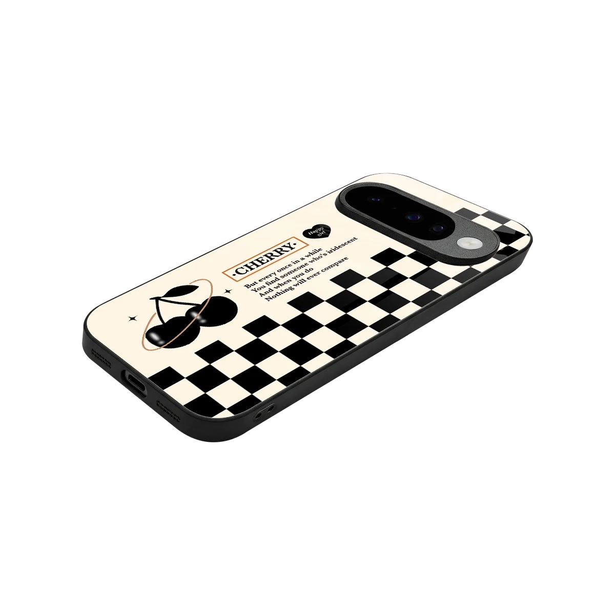 Cherry Checkered stylish phone case for google pixel 10 | glossy glass and slim fit