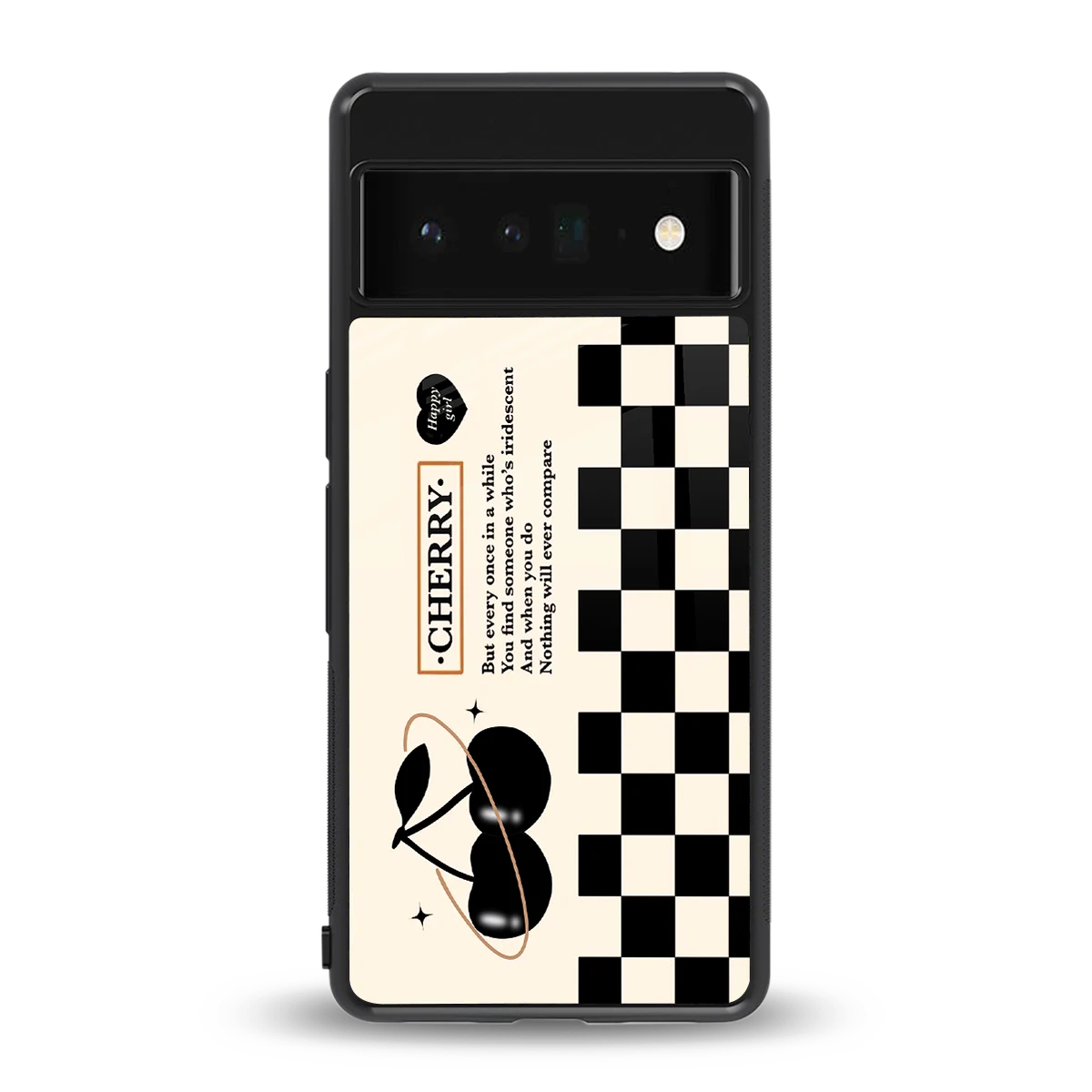 Cherry Checkered back phone cover | glass case for google pixel 6 pro