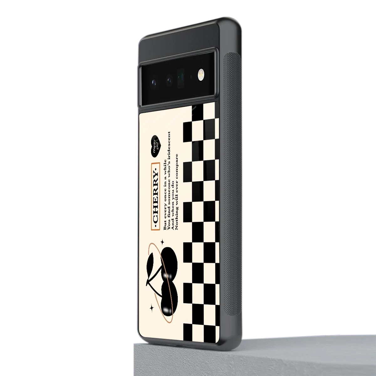 Cherry Checkered stylish phone case for google pixel 6 pro | glossy glass and slim fit