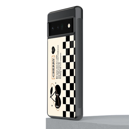 Cherry Checkered stylish phone case for google pixel 6 pro | glossy glass and slim fit