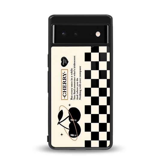 Cherry Checkered back phone cover | glass case for google pixel 6