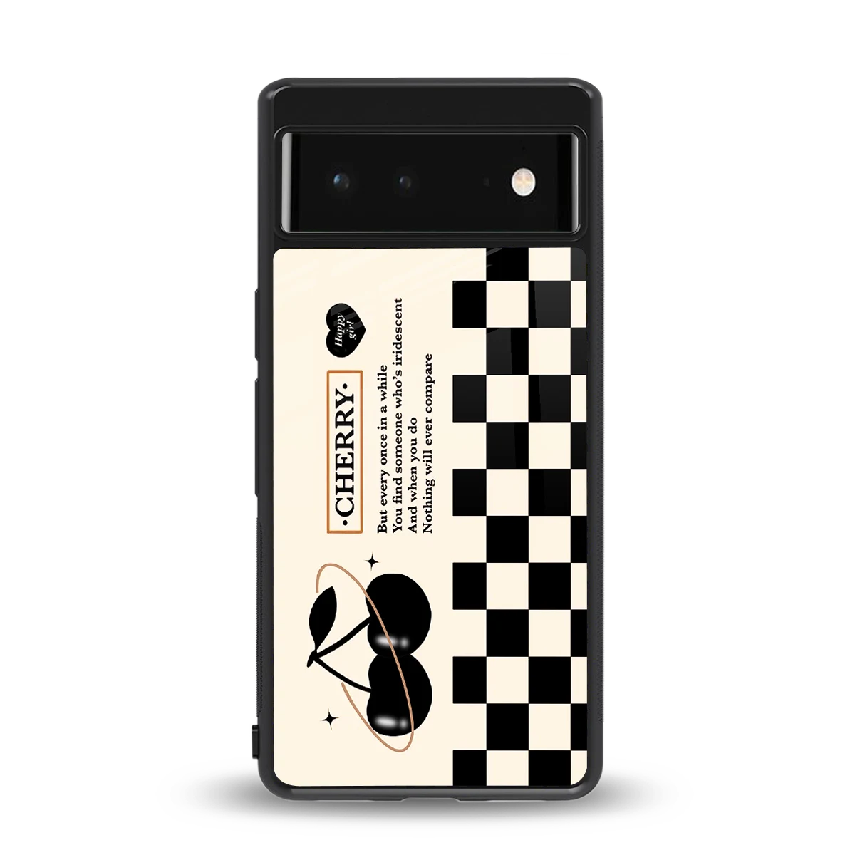 Cherry Checkered back phone cover | glass case for google pixel 6a
