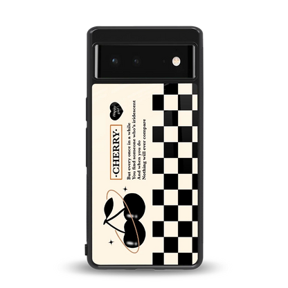 Cherry Checkered back phone cover | glass case for google pixel 6a