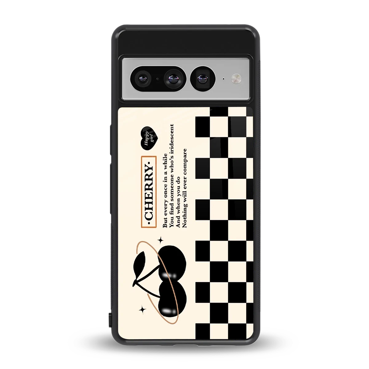 Cherry Checkered back phone cover | glass case for google pixel 7 pro