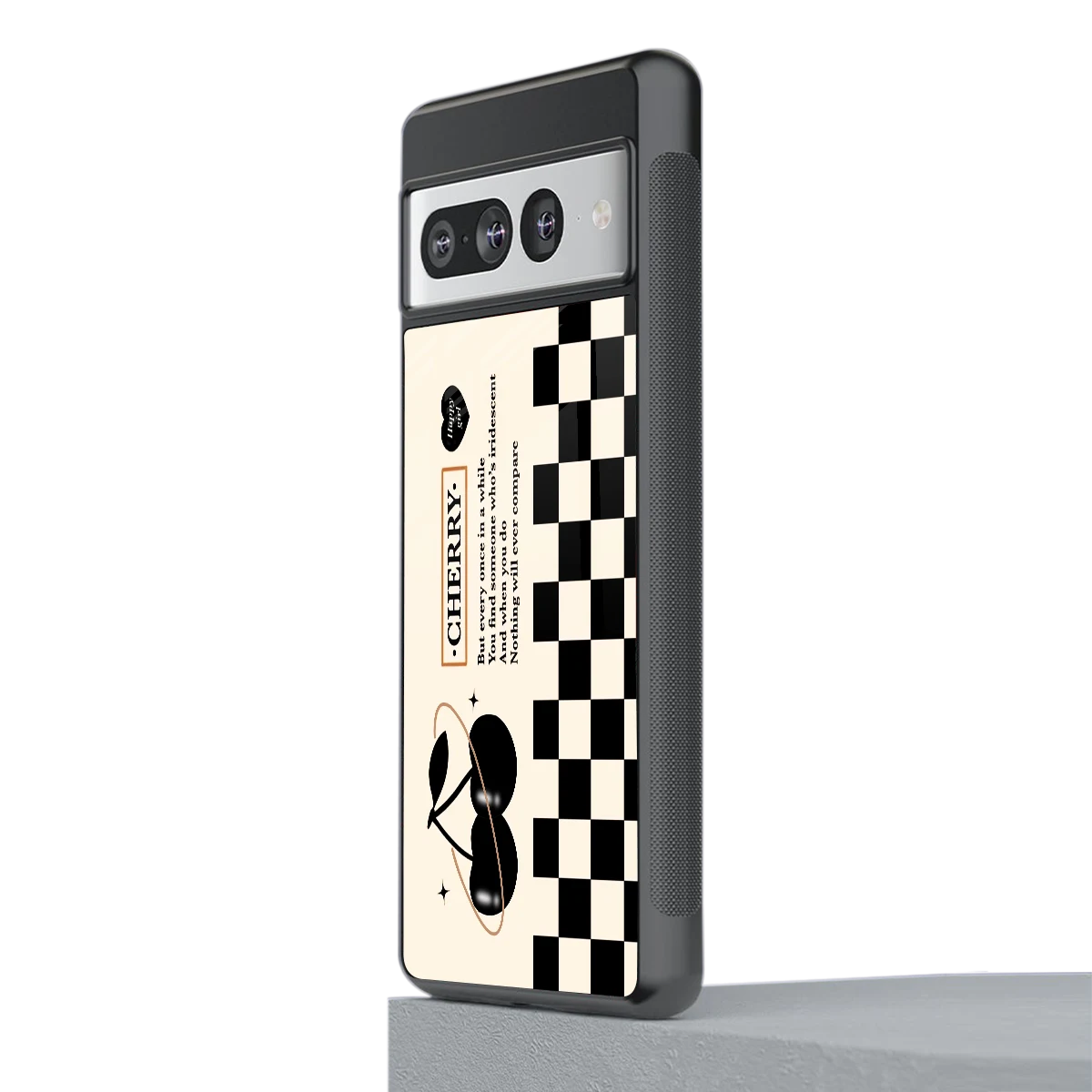 Cherry Checkered stylish phone case for google pixel 7 pro | glossy glass and slim fit