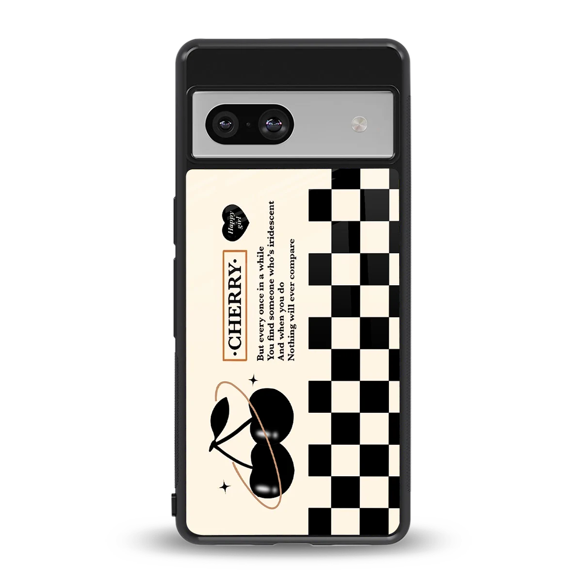 Cherry Checkered back phone cover | glass case for google pixel 7a