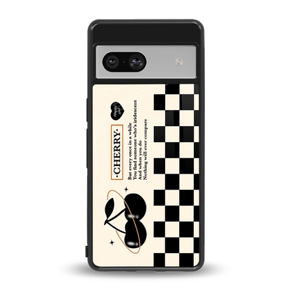 Cherry Checkered back phone cover | glass case for google pixel 7