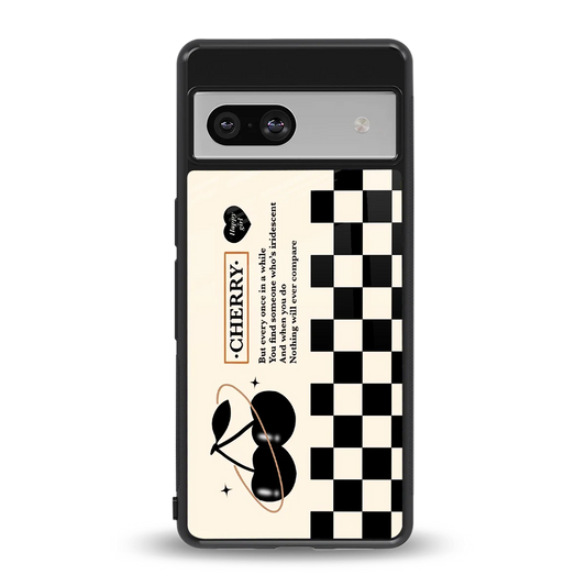 Cherry Checkered back phone cover | glass case for google pixel 7
