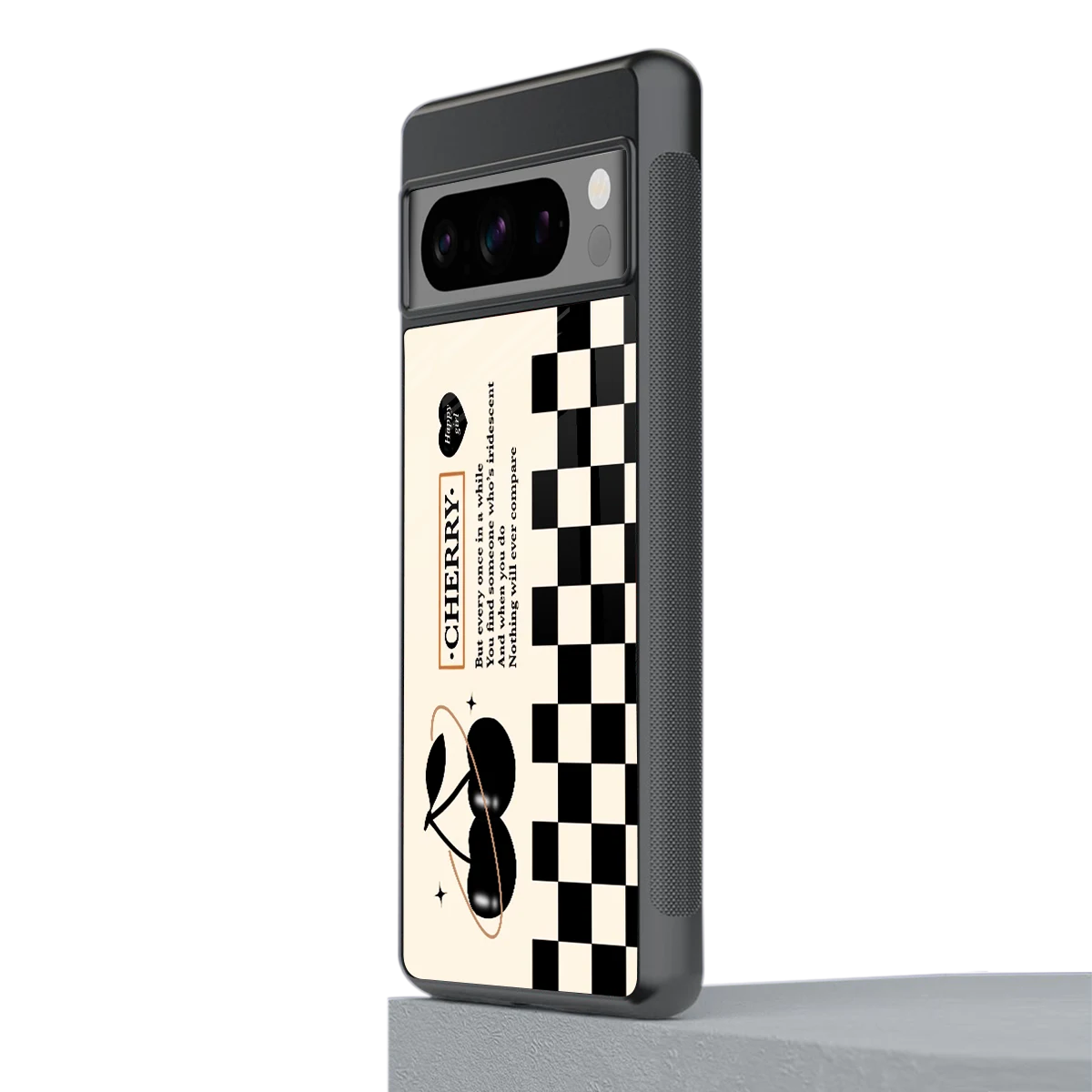 Cherry Checkered stylish phone case for google pixel 8 pro | glossy glass and slim fit