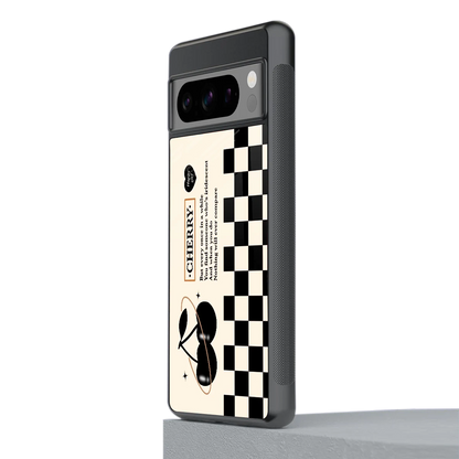 Cherry Checkered stylish phone case for google pixel 8 pro | glossy glass and slim fit