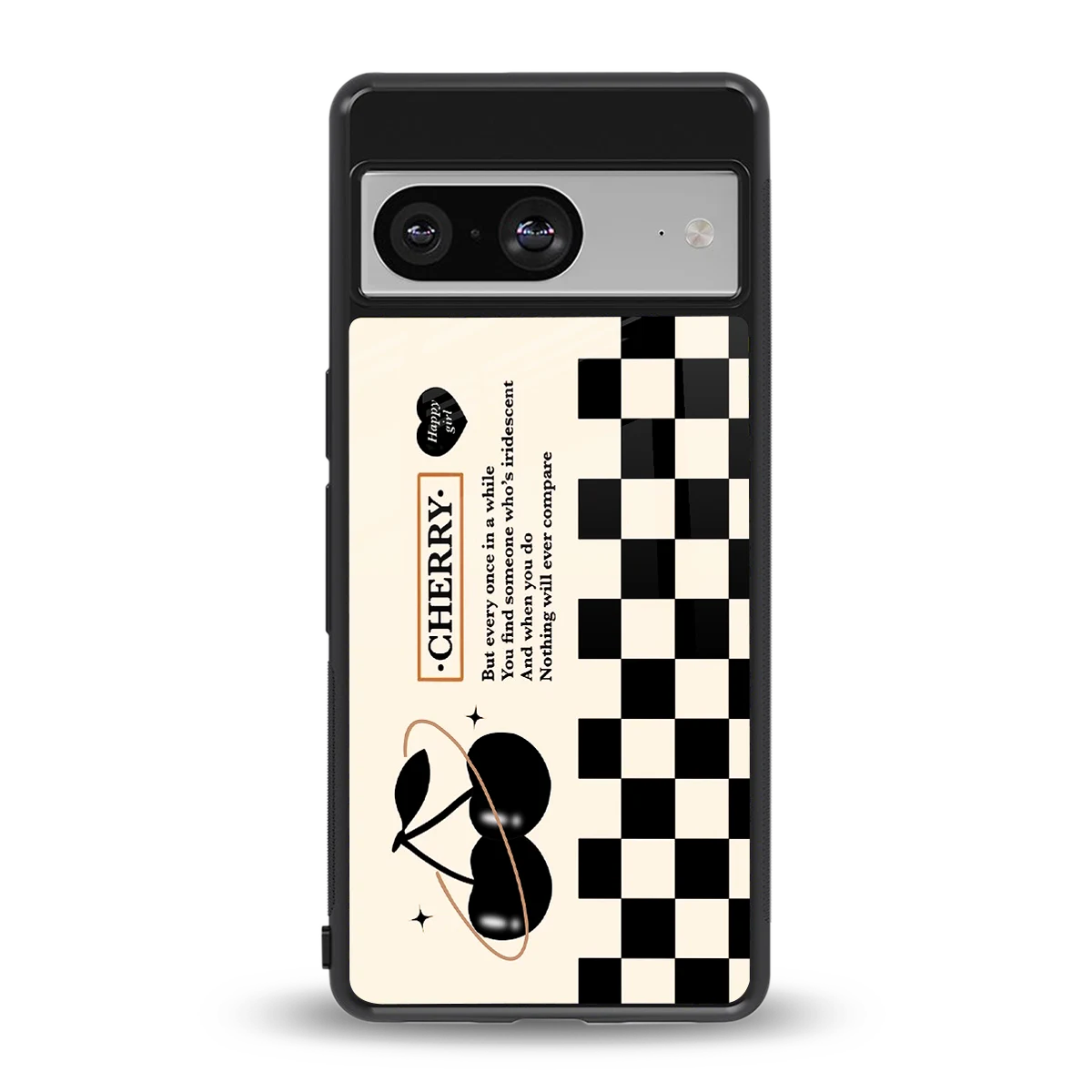 Cherry Checkered back phone cover | glass case for google pixel 8