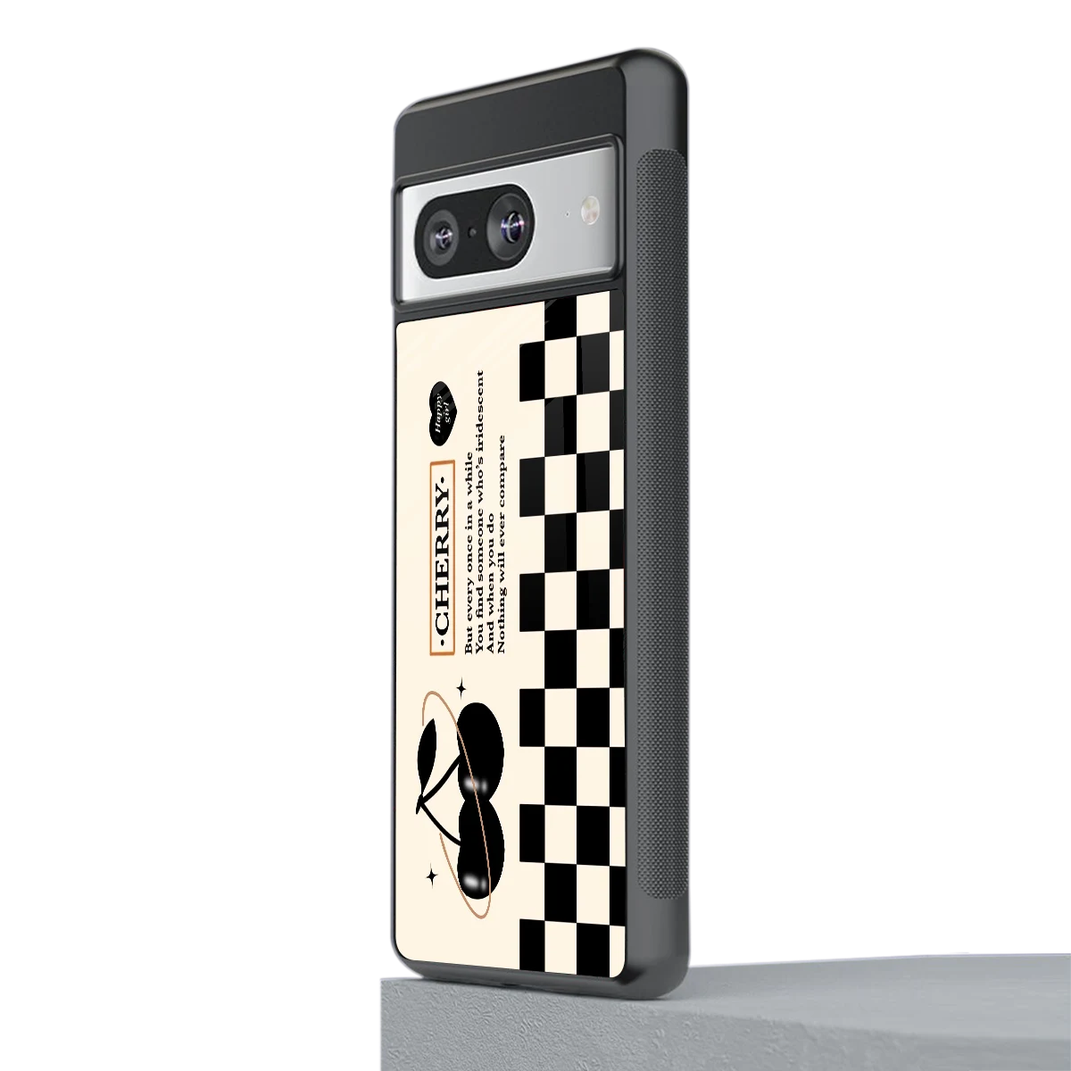 Cherry Checkered stylish phone case for google pixel 8 | glossy glass and slim fit