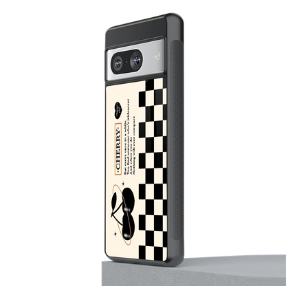 Cherry Checkered stylish phone case for google pixel 8 | glossy glass and slim fit