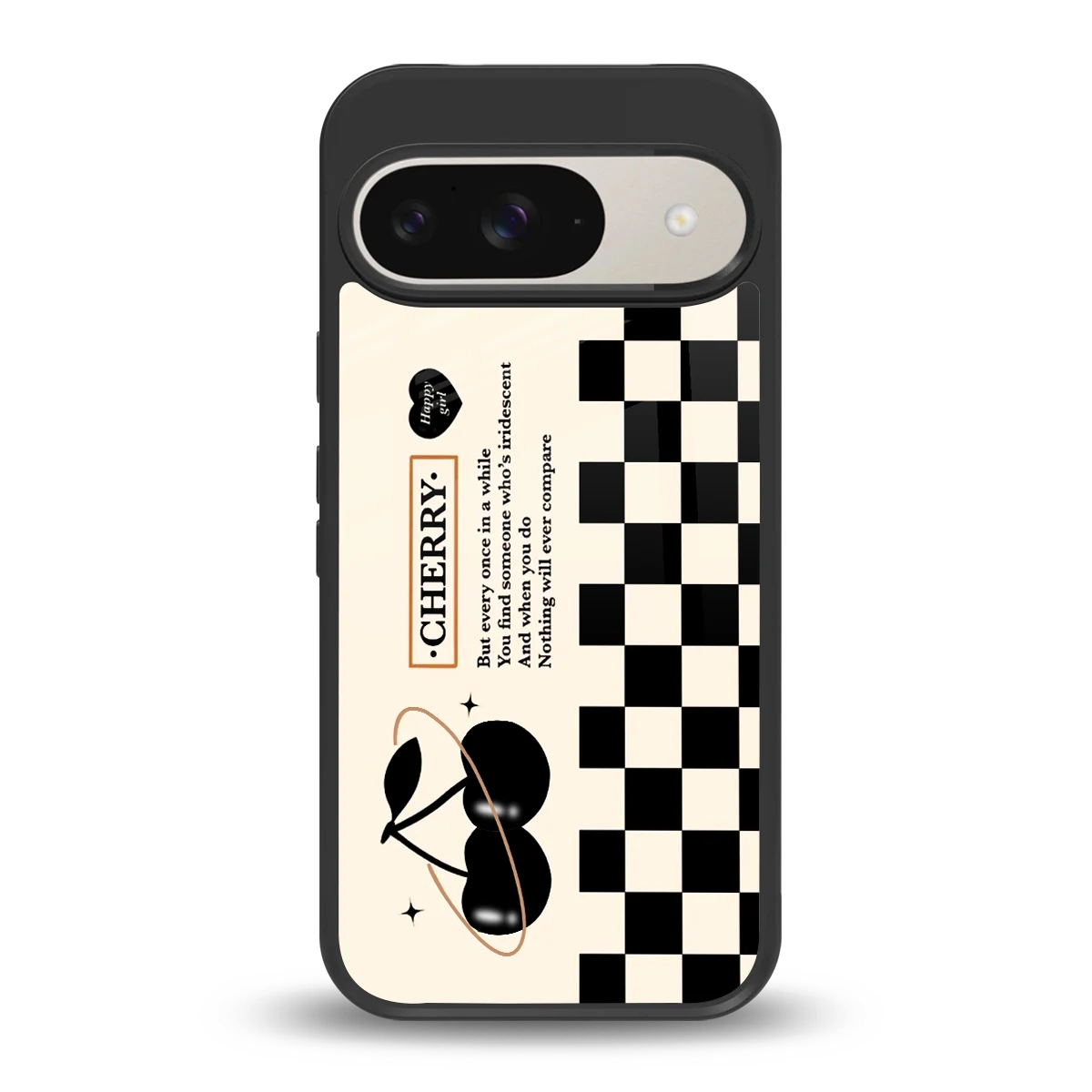 Cherry Checkered back phone cover | glass case for google pixel 9