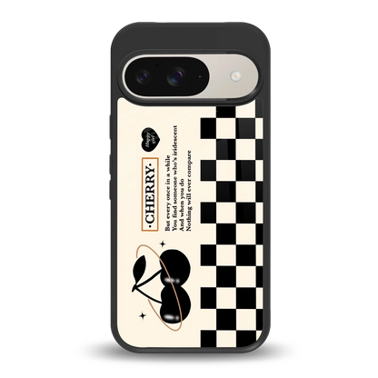 Cherry Checkered back phone cover | glass case for google pixel 9
