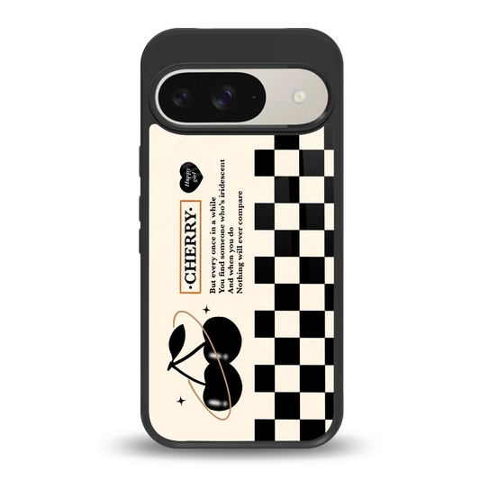 Cherry Checkered back phone cover | glass case for google pixel 9