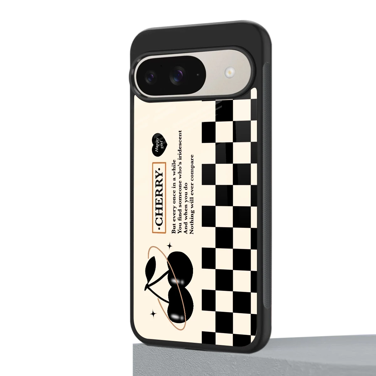 Cherry Checkered google pixel 9 mobile cover | shockproof glass phone case