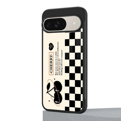 Cherry Checkered google pixel 9 mobile cover | shockproof glass phone case