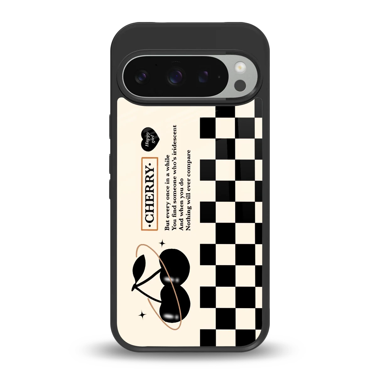 Cherry Checkered back phone cover | glass case for google pixel 9 pro xl