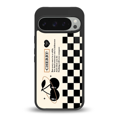 Cherry Checkered back phone cover | glass case for google pixel 9 pro xl