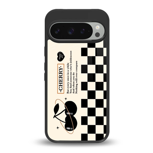 Cherry Checkered back phone cover | glass case for google pixel 9 pro xl