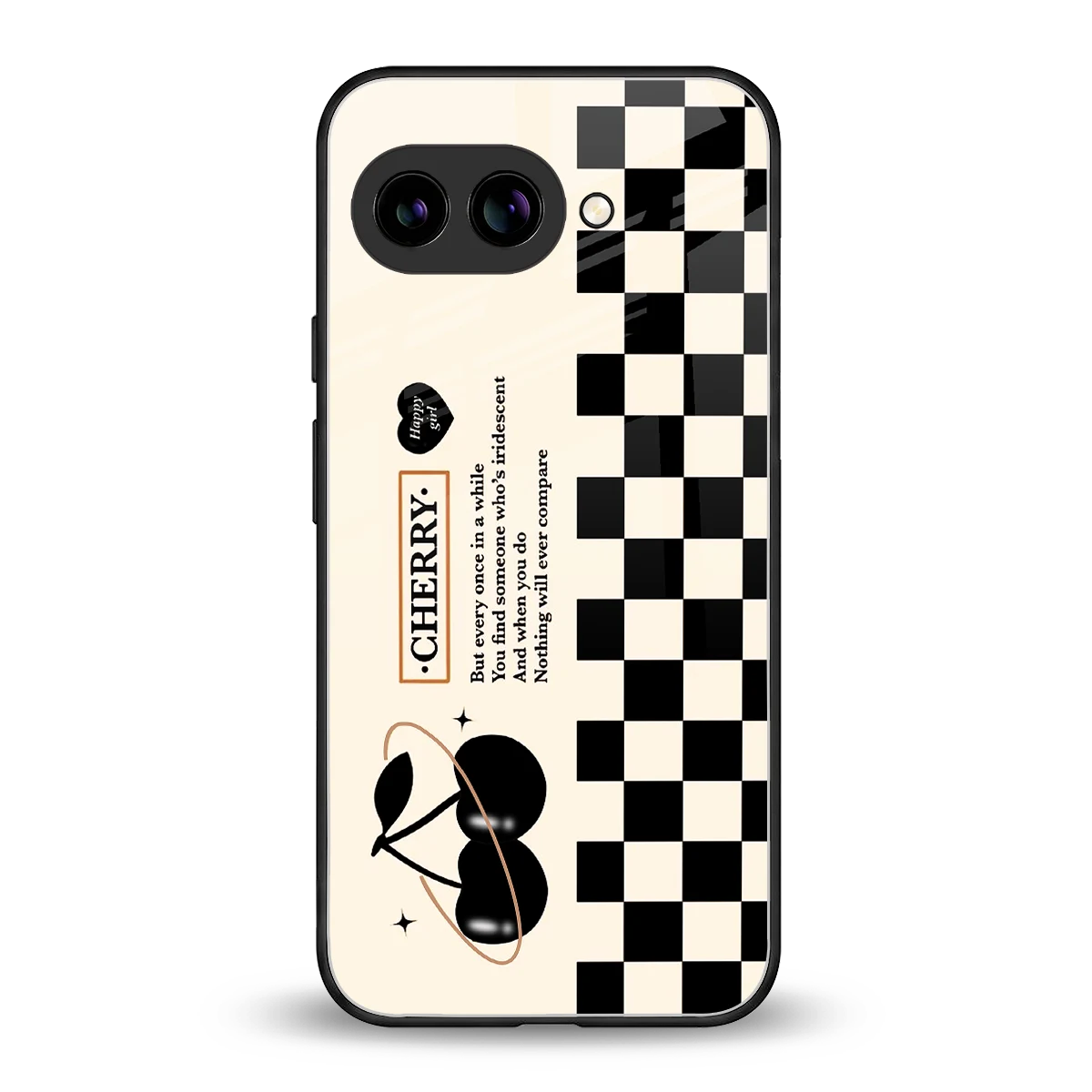 Cherry Checkered back phone cover | glass case for google pixel 10a