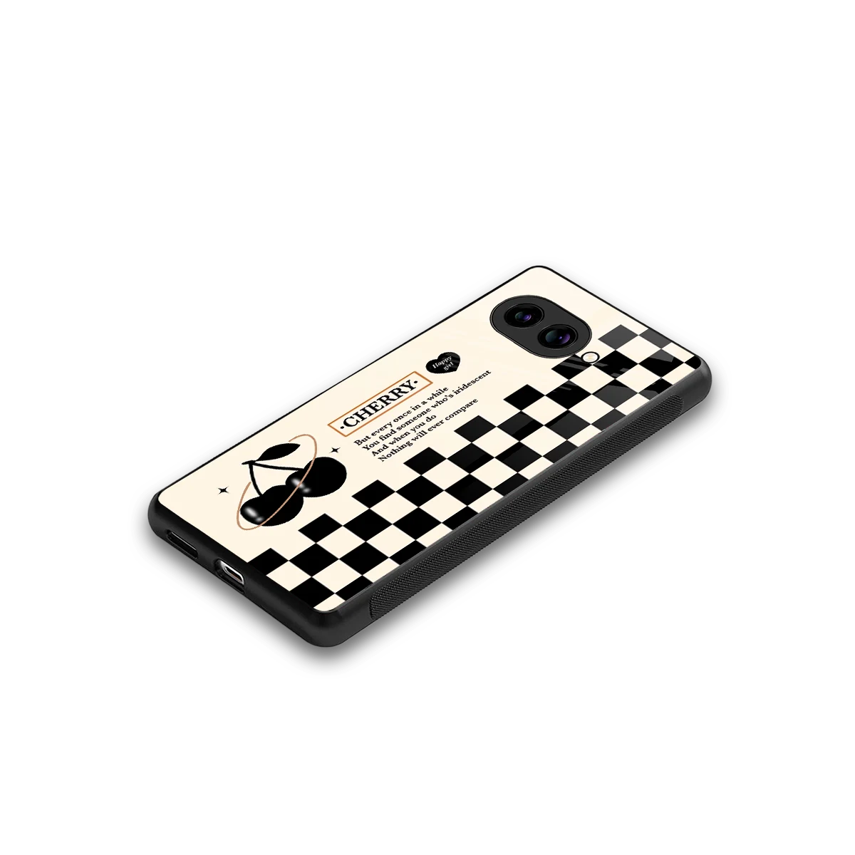 Cherry Checkered stylish phone case for google pixel 10a | glossy glass and slim fit