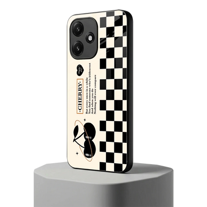 Cherry Checkered redmi 12 5g mobile cover | shockproof glass phone case